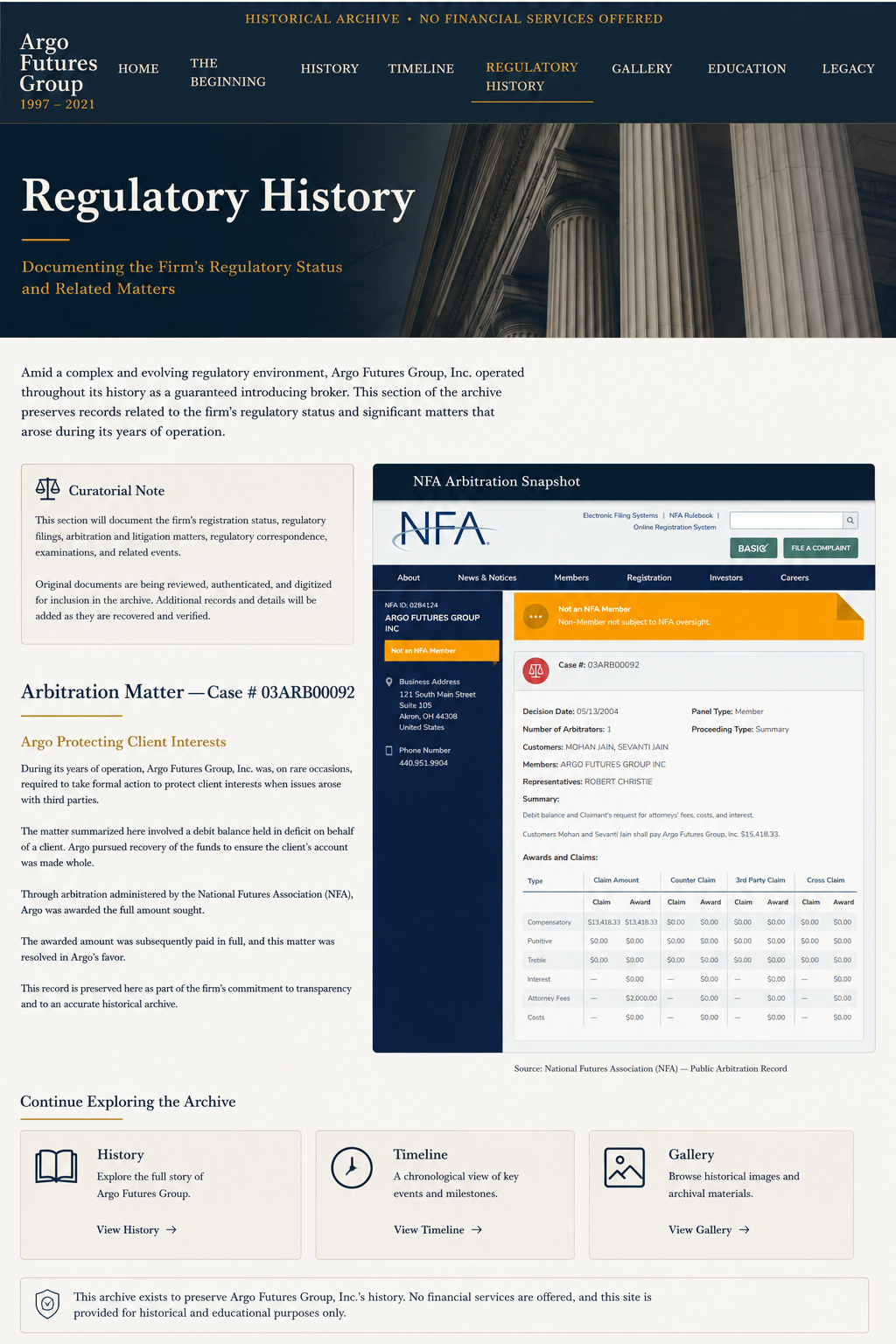 NFA Arbitration Record — Case No. 03ARB00092